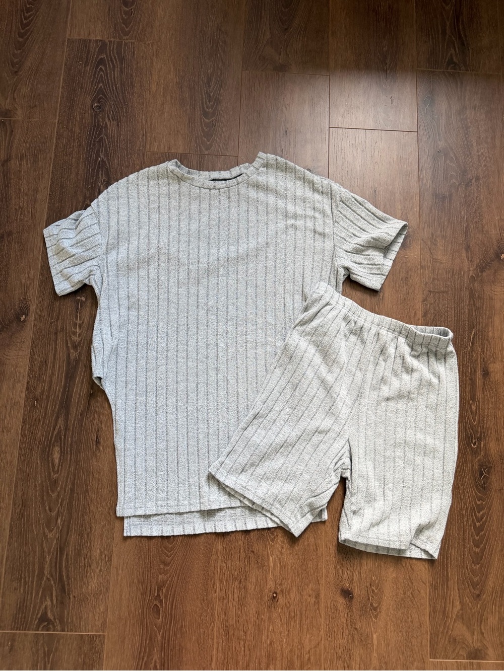 Women’s Ribbed Short Set - Light Gray